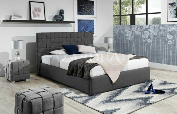 Graue Betten Schlafzimmer Textil Ehe Doppel Bett Bettgestell Hotel Luxus Möbel