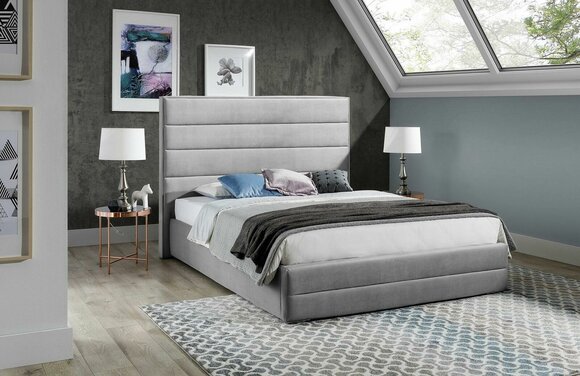Graues Bett Moderne Bettgestelle Schlafzimmer Polster Möbel Luxus Hotel Betten