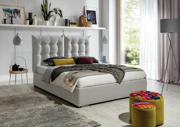 Designer Bett Schlafzimmer Betten Textil Leder Hotel Luxus Polster Samt 200x200