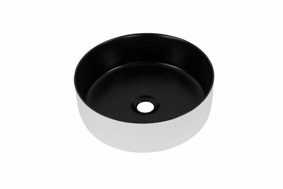 Runde Rundbecken Aufsatz waschbecken Schwarz Weiß Becken Waschtisch Tasse 36cm