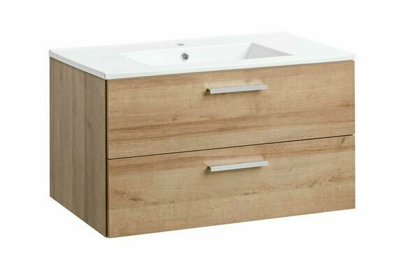 Badmöbel Set 80cm Waschbecken mit Unterschrank Waschtisch Schublade Hängeschrank