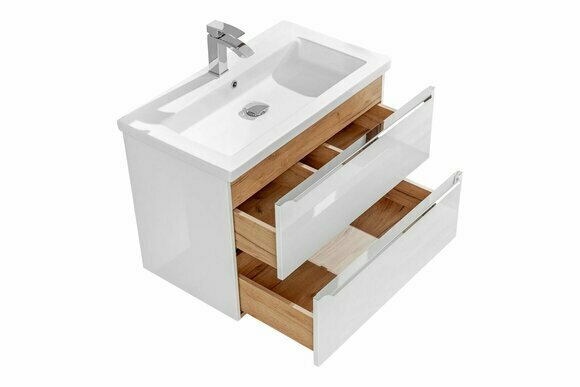Badmöbel Set 80cm Waschbecken mit Unterschrank Waschtisch Schublade Hängeschrank