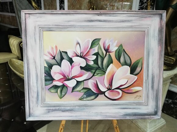 Blumen Pflanzen Bilder Gemälde Ölbilder Ölbild Mit Rahmen Sofort lieferbar 96x76