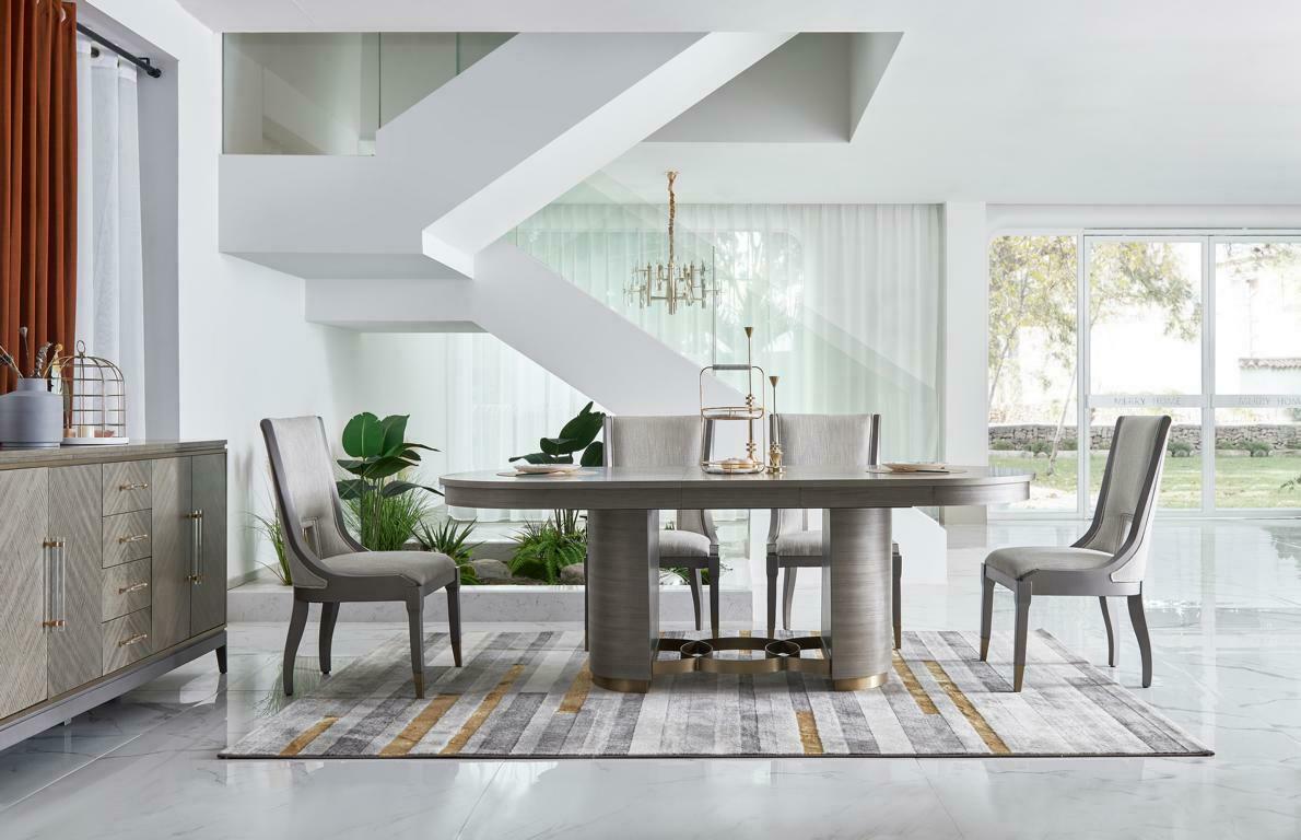 Luxus Essgarnitur Tisch mit 6 Lehn Stühlen Komplette Gruppe Dubai Stil Möbel Neu