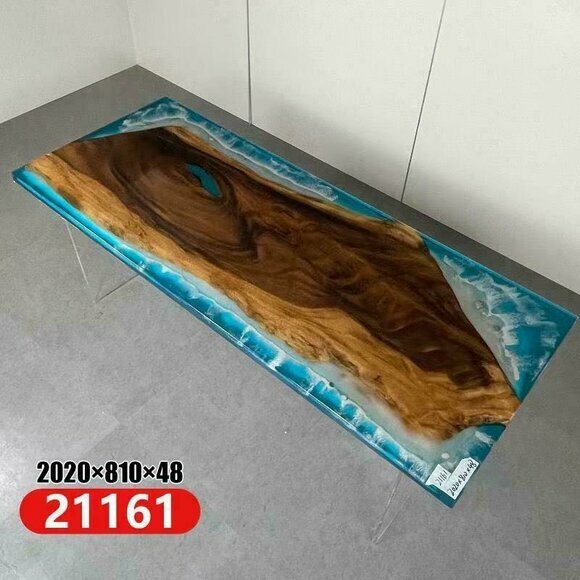 Flusstisch Esstisch River Tisch Massiv Tische 202x81 Epoxidharz Meer Waterfall