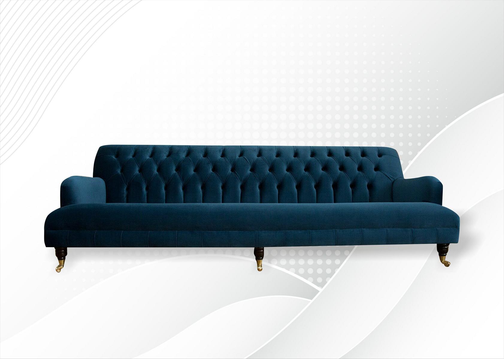 Big Sofa Couch Chesterfield 250cm Polster Sofas 4-er Leder Textil Turkis
