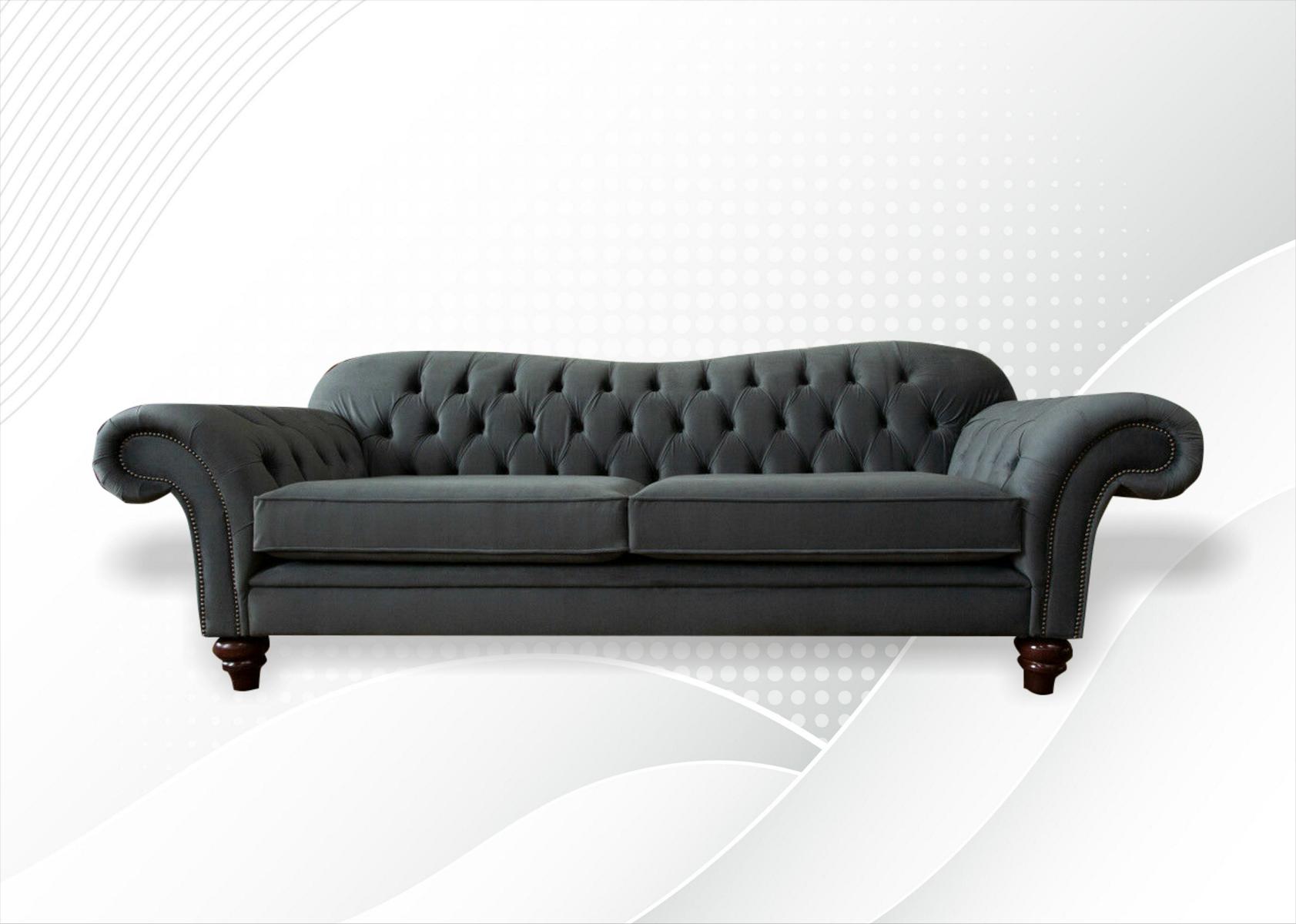 xxl Sofa 4 Sitzer Couch Chesterfield Polster Sitz Garnitur Leder Textil Grau