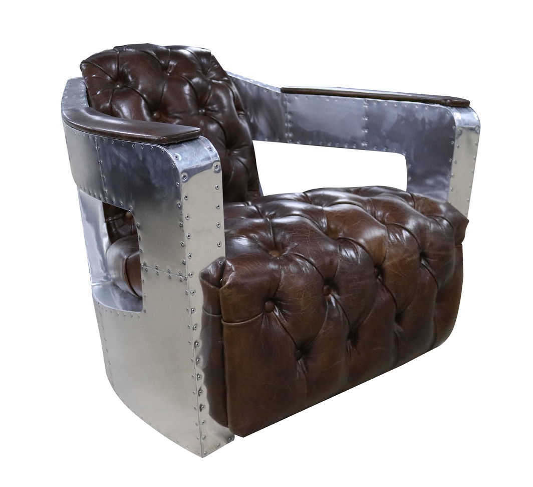 Schöner Vintage Chesterfield Ohrenbacken Sessel Clubsessel Flugzeug Aviator Neu