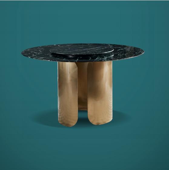 Esstisch Schwarz Marmor Esszimmer Edelstahl Runder Tisch Design Möbel Luxus Neu