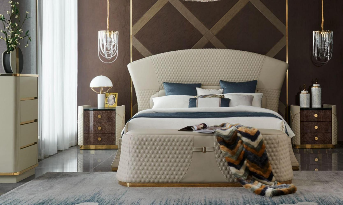 Design Leder Bett Luxus Polster Betten Doppel Schlafzimmer 180x200 Moderne Neu