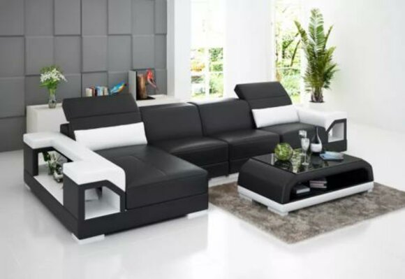 Ecksofa Polster Ecksofa LForm Couchtisch Modernes Sofa Wohnlandschaft 2tlg. Neu