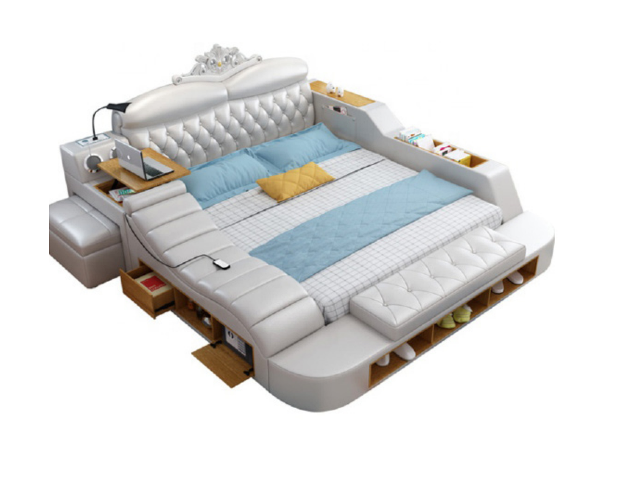 Doppel Luxus Design Leder Bett Polster Betten Moderne Hotel Multifunktion