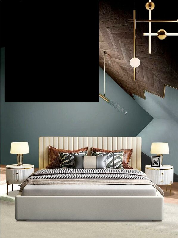 Designer Bett Schlafzimmer Doppelbett Betten Leder Hotel Luxus Polster 160/180cm