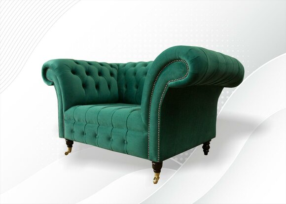 Chesterfield Sessel Textil Grün Design Polster Neu Kreative Wohnzimmer