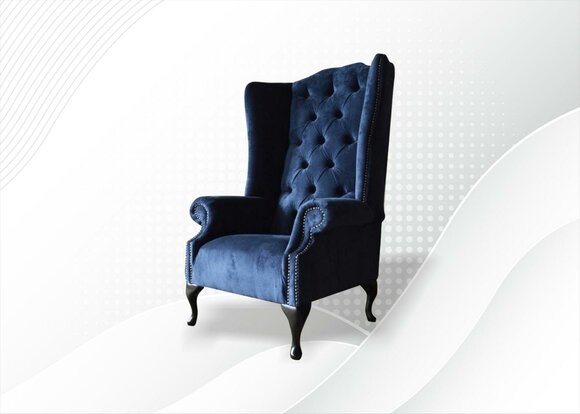 Chesterfield Sessel Blau Textil Stoff Luxus Kreative Möbel Neu Ohrensessel xxl