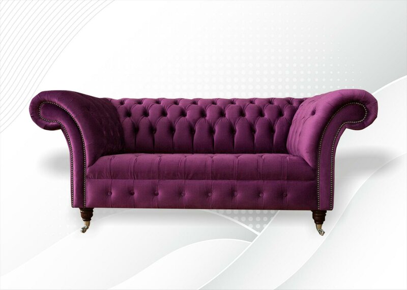 Chesterfield 2 Sitzer Violett Wohnzimmer Modern Design Couchen Sofa