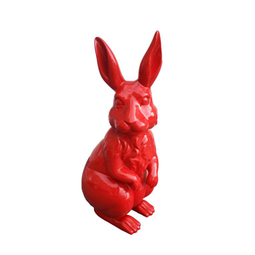 Garten Dekoration roter Hase Statue Figur Deko Statuen Skulptur Figuren 110 cm