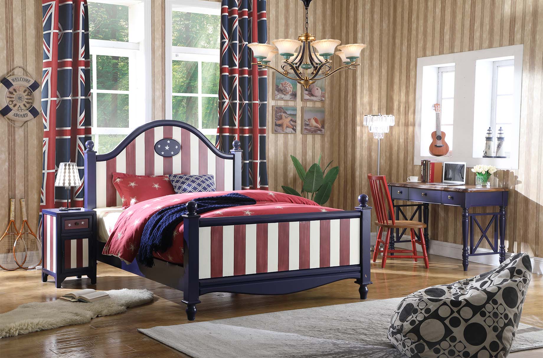 Bett Nachttisch 3tlg. Schlafzimmer Set Design American Stil Luxus Betten Gruppe