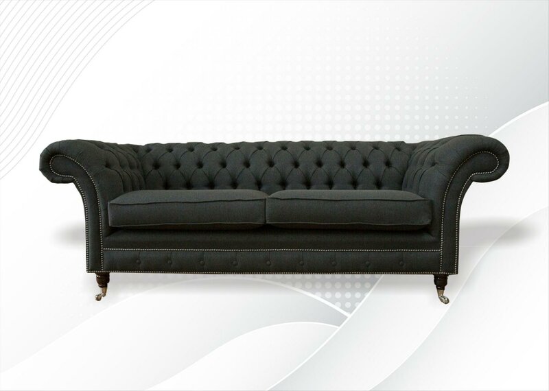 Chesterfield 3 Sitzer Textil Dunkelgrau Modern Design Couchen Sofa couch