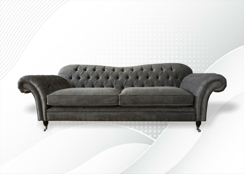 Klassische Chesterfield Grau Sofa Design Couchen Polster Sofas Luxus