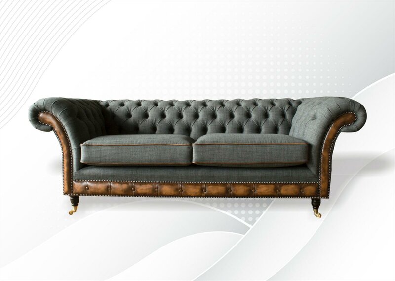 Chesterfield 3 Sitzer Grau Kreative Möbel Klassische Wohnzimmer Design