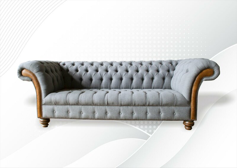 Chesterfield 3 Sitzer Wohnzimmer Modern Design Couchen Sofa Graue