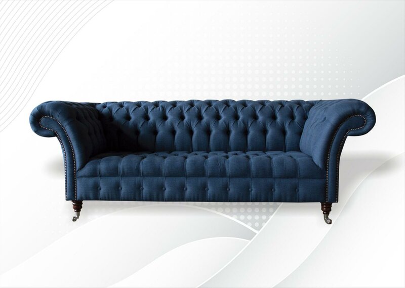 Chesterfield 3Sitzer Blau Wohnzimmer Modern Design Sofa Neu Blaue Möbel