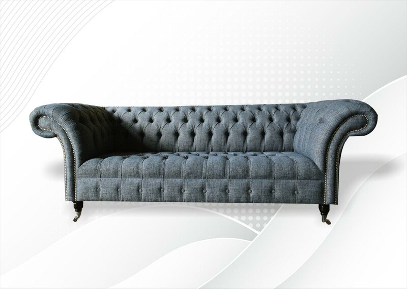 Chesterfield 3Sitzer Stoff Wohnzimmer Design Couchen Polster Sofa Sofas