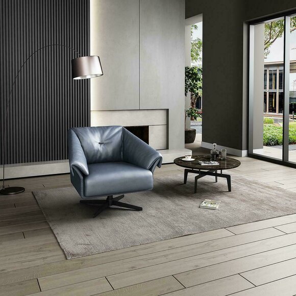 Sessel Design Luxus Relax Club Lounge Einsitzer Polster Stoff Leder Edelstahl