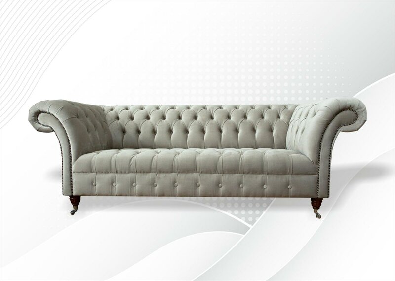 Chesterfield 3Sitzer Creme Wohnzimmer Modern Design Couchen Sofa Neu