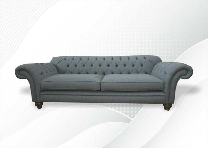 Chesterfield Dreisitzer Grau Sofa Design Couchen Polster Sofas xxl big