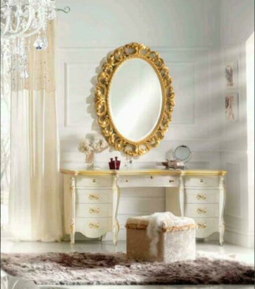 Schminktisch Spiegel Hocker Komplett Set Kommode Schlafzimmer Neu 3tlg. Konsole Massive Holz