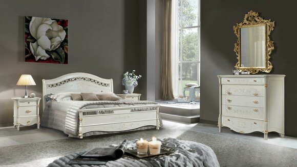 Klassisches Bett Doppelbett Betten Holz Schlafzimmer Italienische Möbel Hotel Massive Holz