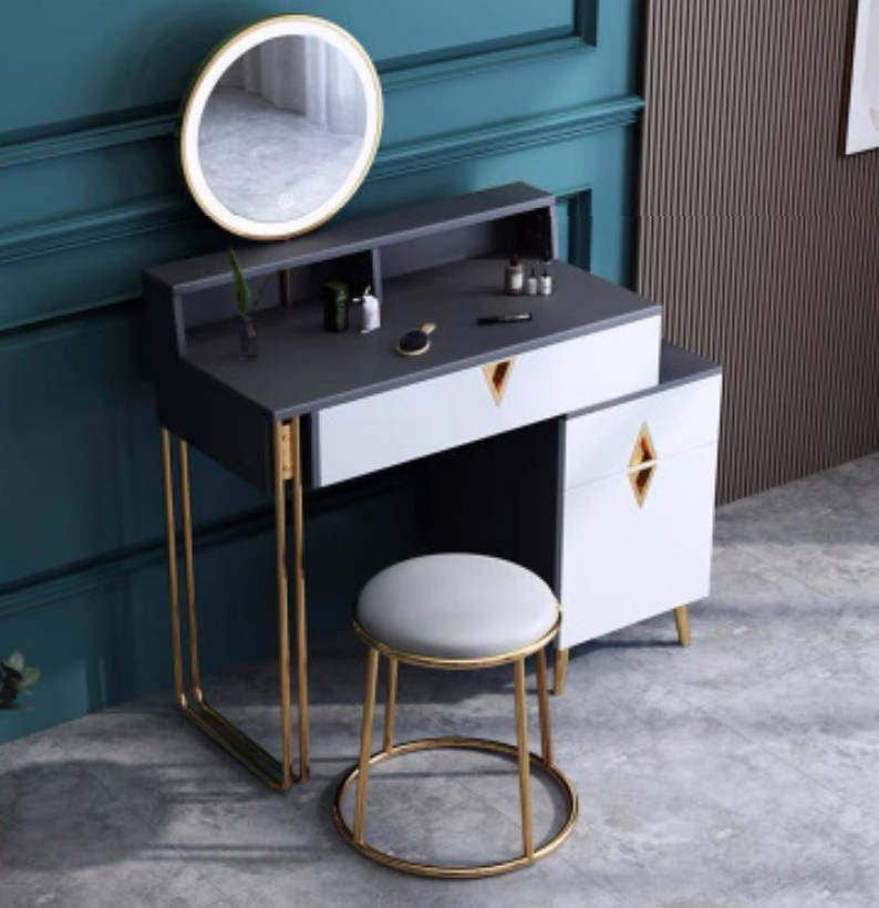 Schminktisch Tisch Schlafzimmer Hocker Spiegel Jugend Modern Stil