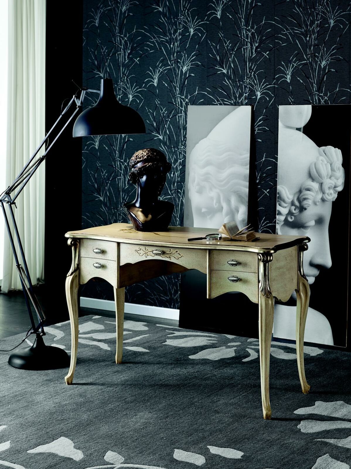 Luxus Schreibtisch Konsolen Luxus Tisch Büro Möbel Barock Gold Echtholz Tische Italien