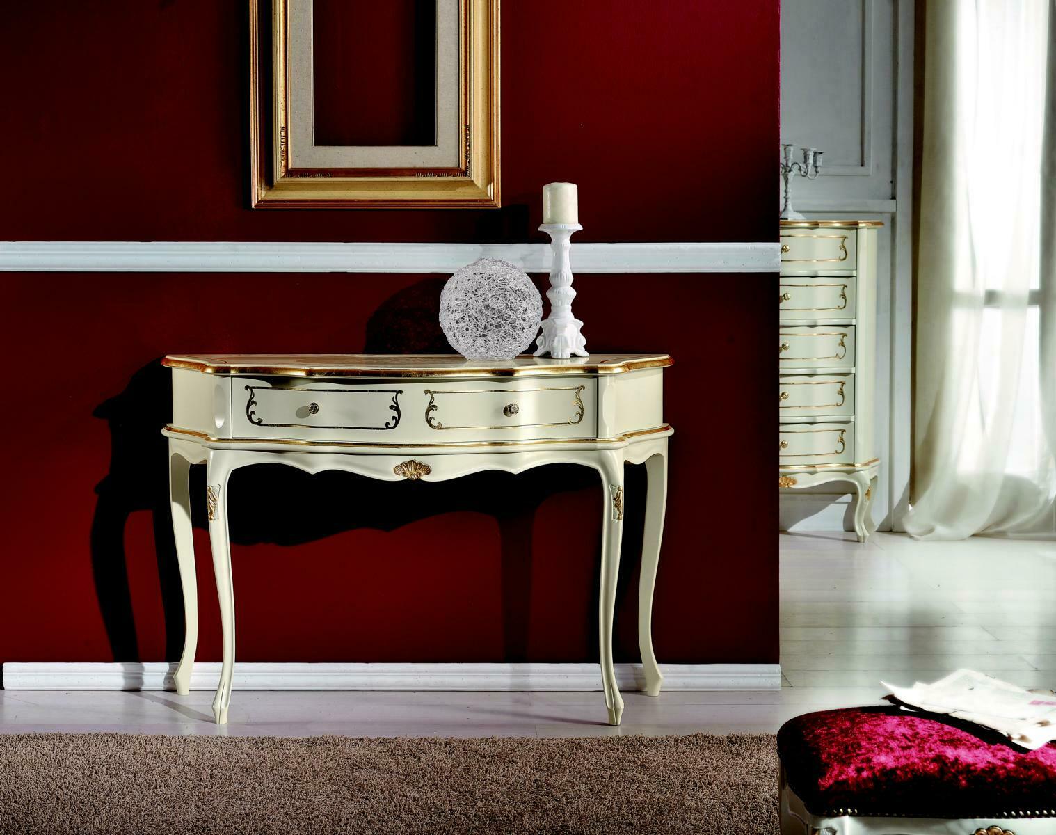 Design Möbel Stil Barock Luxus Konsolentisch Weiß Holz Italienische Tisch Tische