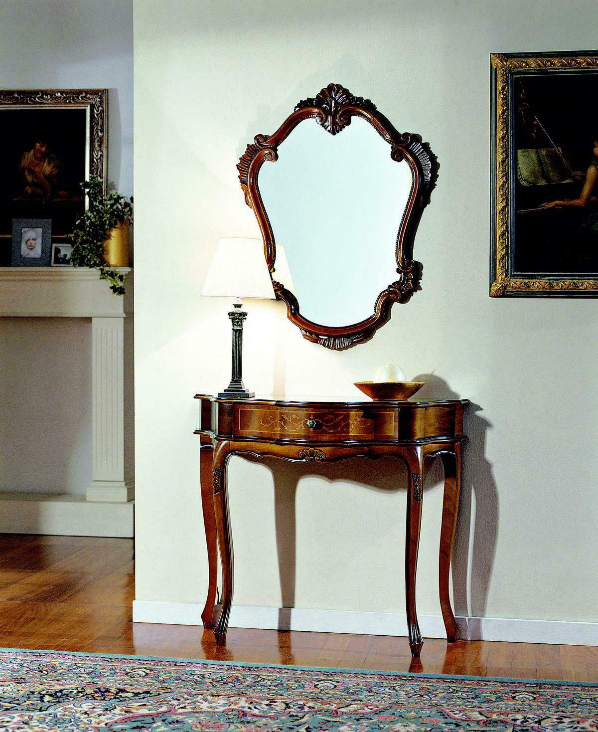 Möbel Stil Barock Konsolentisch Spiegel Holz Italienische Tische Konsolen 2tlg.