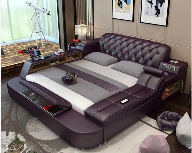 Design Bett XXL Big Betten Leder Hotel Polster 180x200 Multifunktion Regal Neu