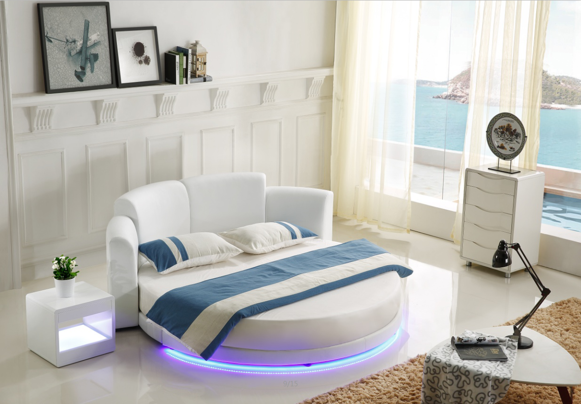 Bett Rund Betten Doppel Luxus Schlafzimmer Möbel Rundes Hotel Gestell Leder Neu