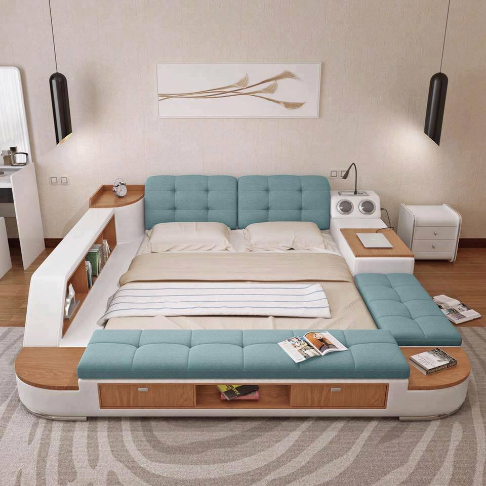 Polster Betten Moderne Hotel Multifunktion Neu Doppel Luxus Design Leder Bett
