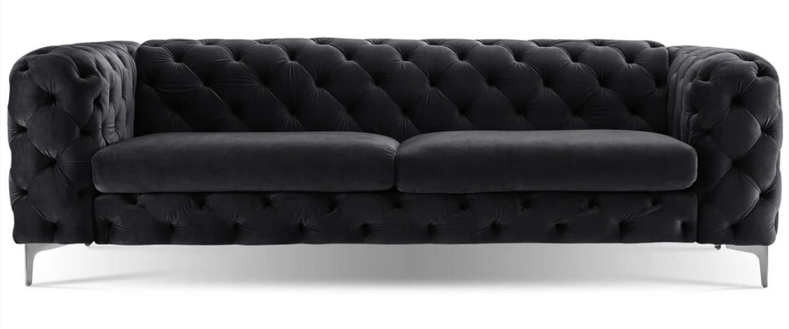 Dreisitzer Schwarz Chesterfield Sofa Kreative Möbel Textil Stoff Wohnzimmer Neu