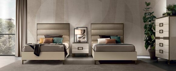 Hotel Einrichtung 2x Betten + Nachttisch Design Moderne Luxus Möbel 3tlg. Set