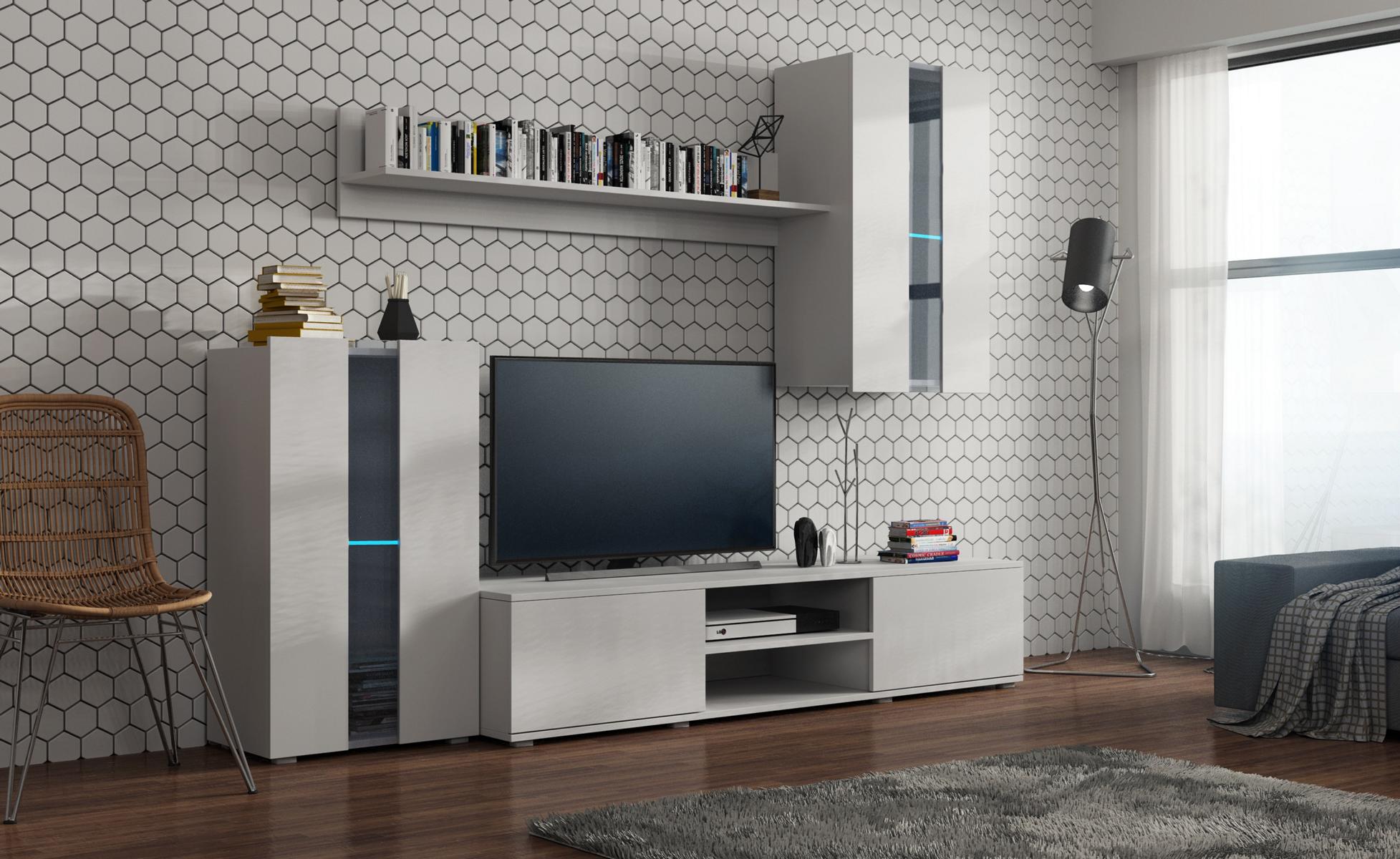 Set Modern Wohnwand Vitrinen Regal Schrank Wohnzimmer Modern Stil Wohnwände 4tlg