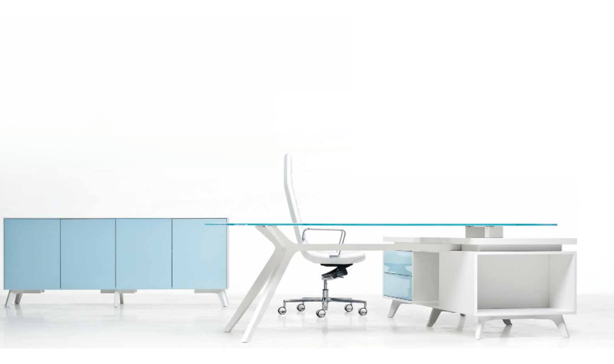 Kommode Modern Sideboard Blau Anrichte Schrank Aktenschrank Büro Glas Frezza Neu