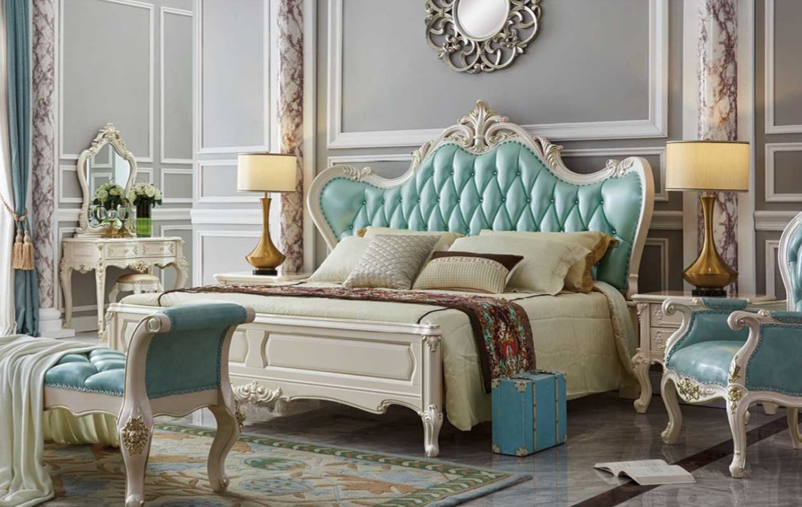 Luxus Chesterfield Klassisches Bett Leder Schlafzimmer Hotel Barock Möbel Betten