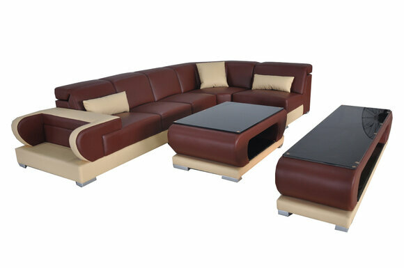 Sofa Couch Polster Sitz Ecke Moderne Couchen Wohnlandschaft Garnitur 3tlg +USB