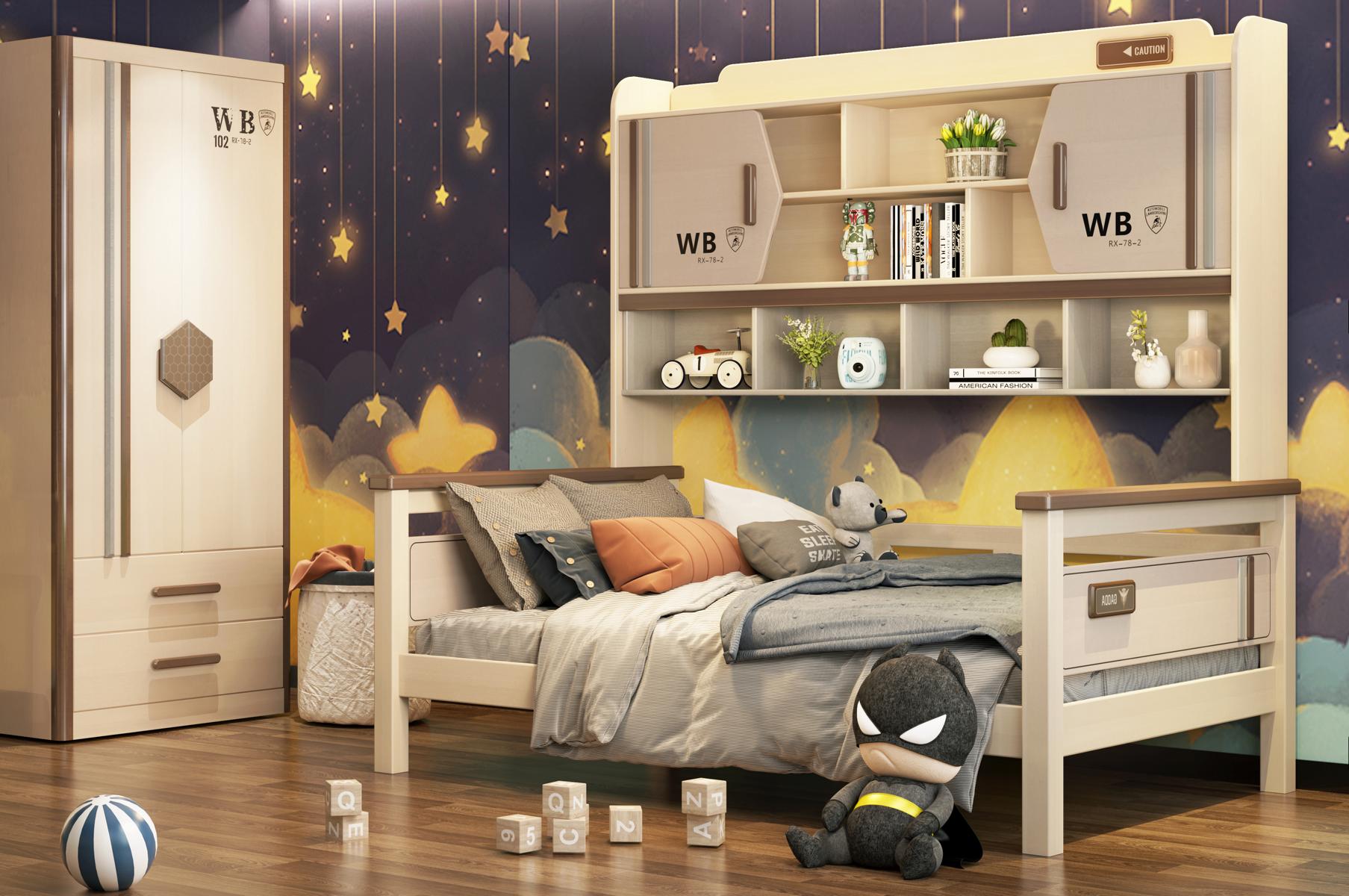 Kinderzimmer 2-tlg Set Hochbett Kleiderschrank Hochglanz Jugendzimmer Möbel Neu