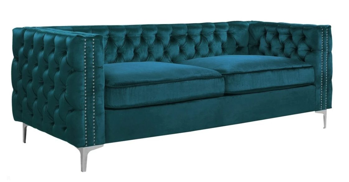 turkis chesterfield couch luxus samt stoff couchen sofa set knöpfe polster neu