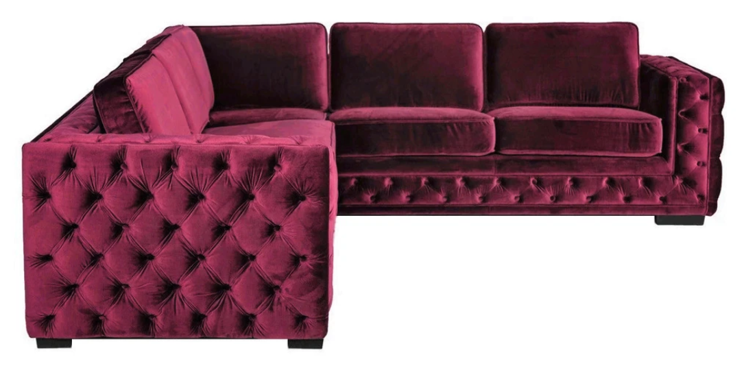 Lila chesterfield couch luxus samt stoff couchen sofa set knöpfe polster neu