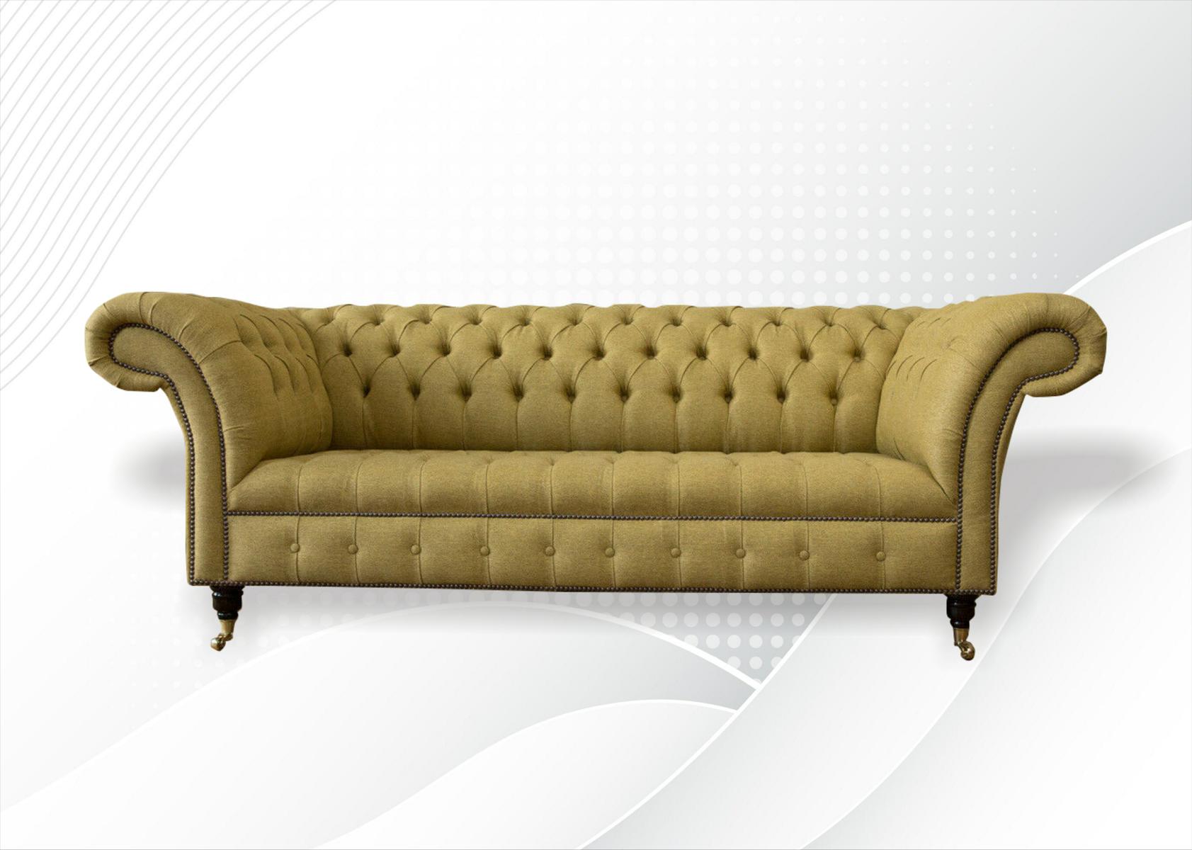 Chesterfield 3 Sitzer Gelb Wohnzimmer Design Couchen Polster Sofa Sofas Textil